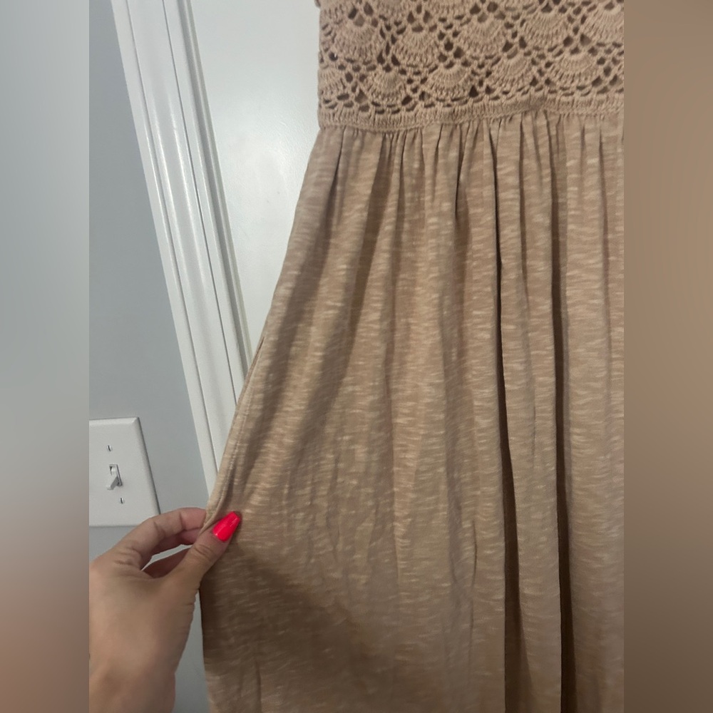 Tan Sleeveless Maxi Dress with Seashell Detail - Picture 2 of 5